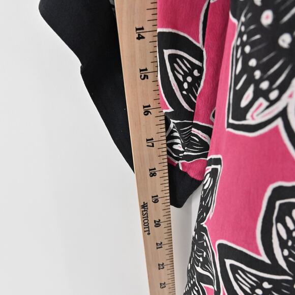 Hobbs Dress Sz S Silk Lightweight Pink Black Floral Kimono Style Mini Maximalist - Picture 12 of 12